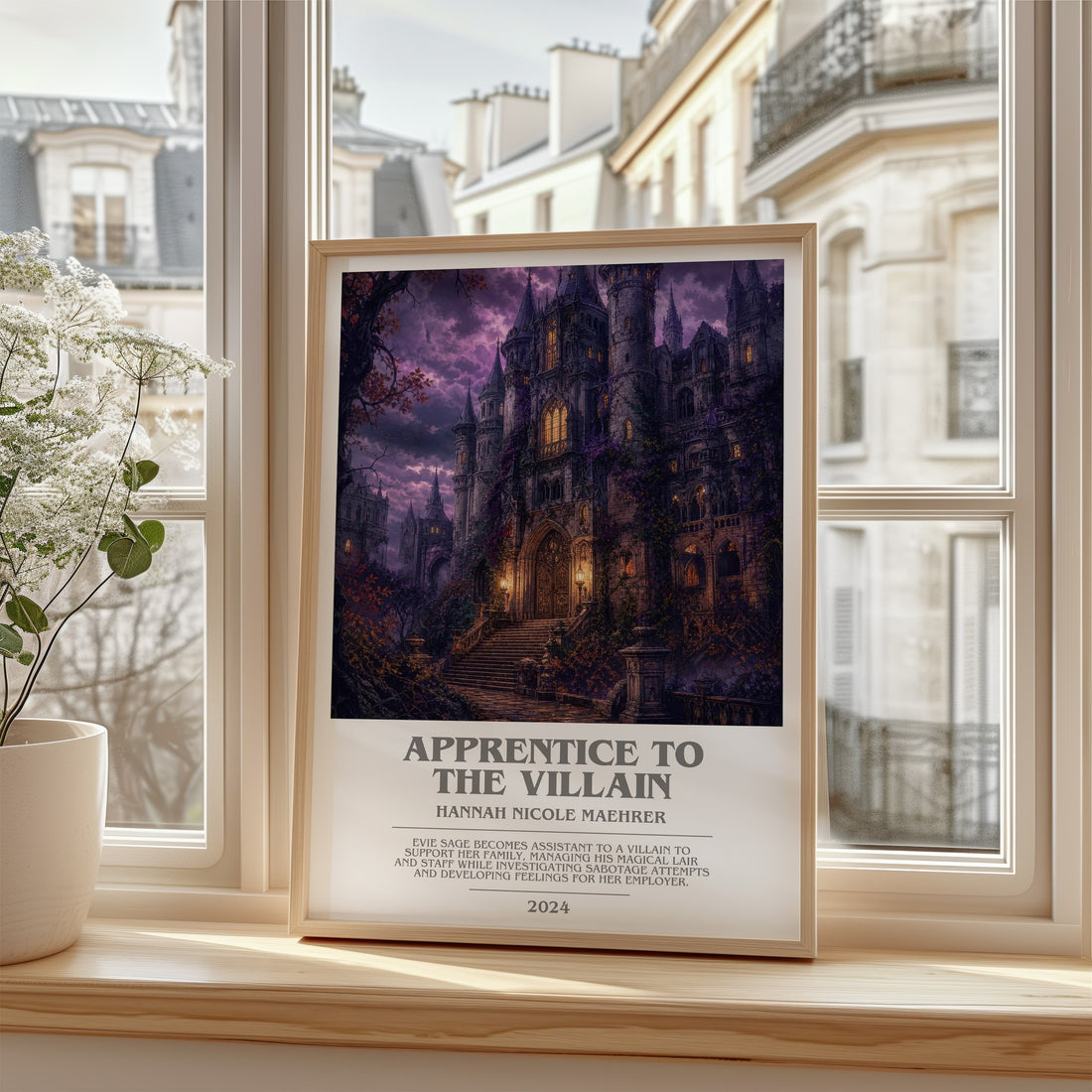 Apprentice to the Villain Bookish Wall Art by Hannah Nicole Maehrer – framed print by a bright window