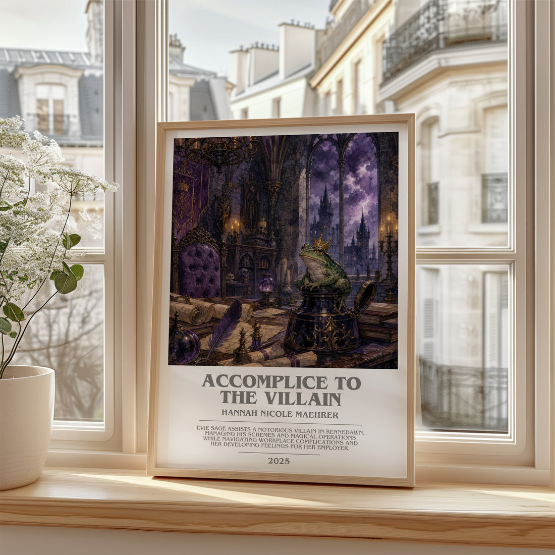 Accomplice to the Villain bookish poster colour and style options – Hannah Nicole Maehrer book art