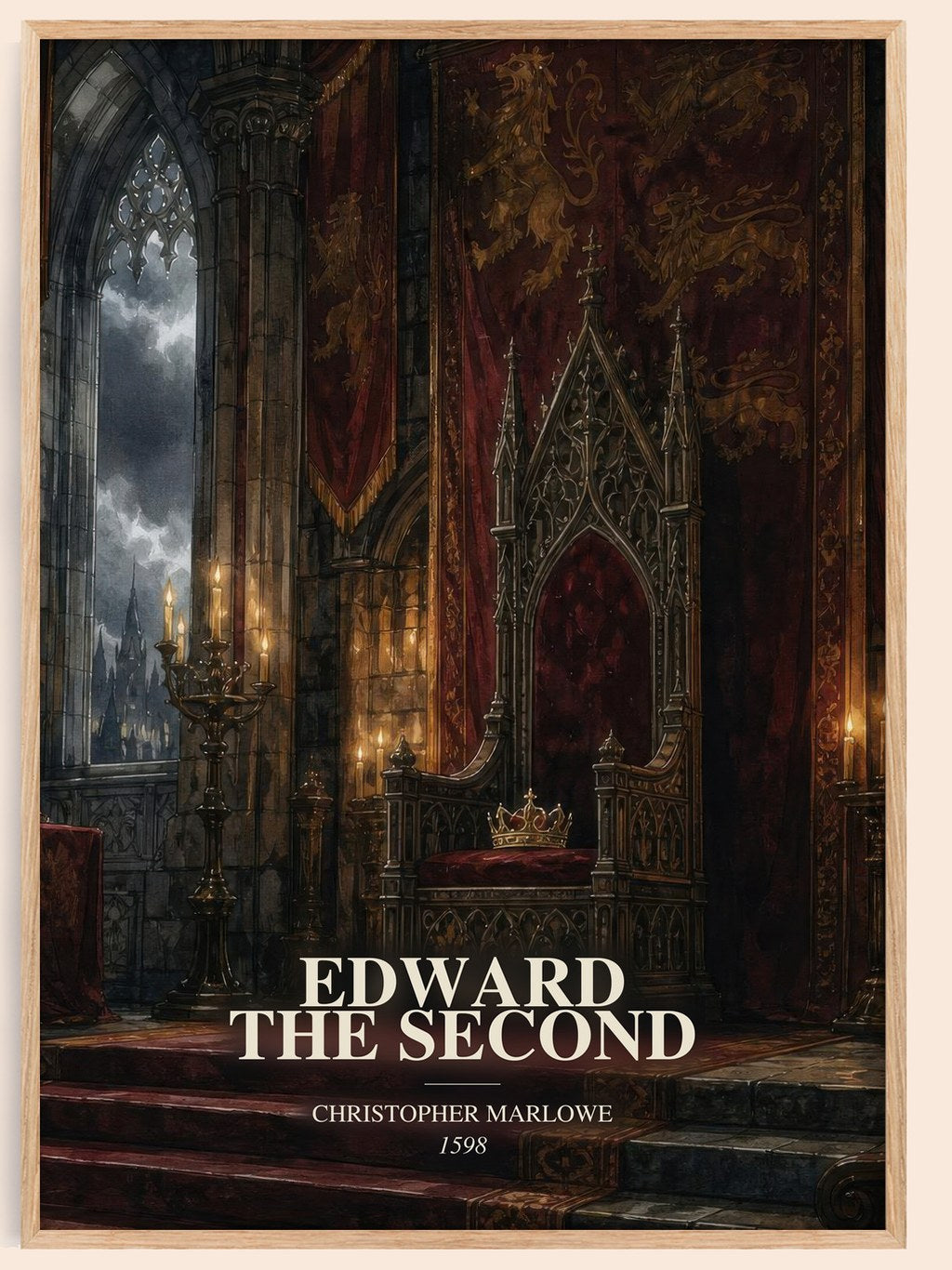 Edward the Second watercolour book poster by Christopher Marlowe – framed literary art print