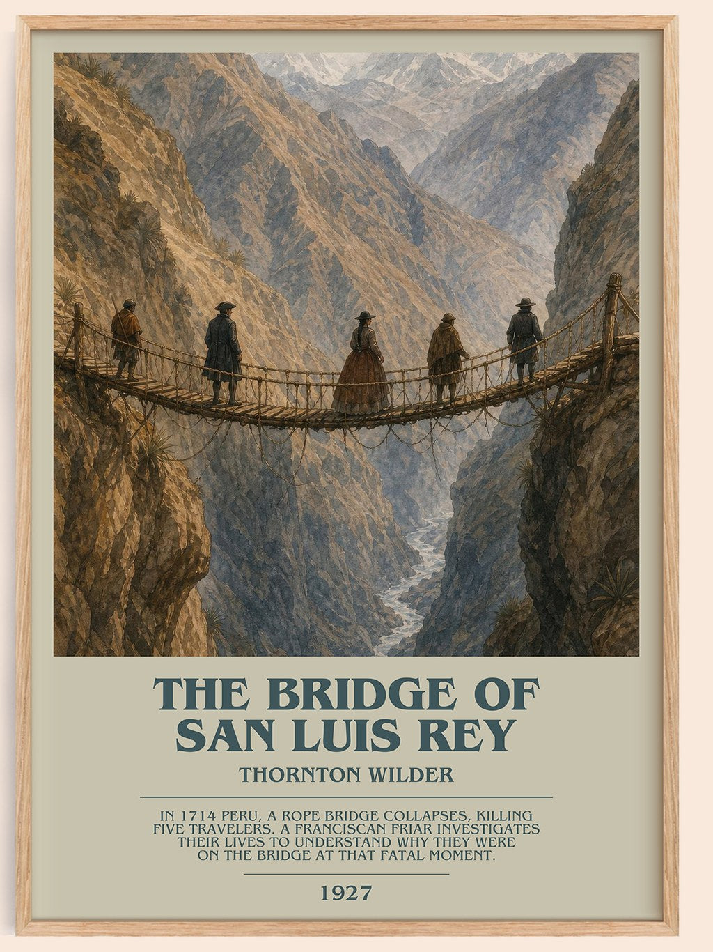 The Bridge of San Luis Rey bookish book poster by Thornton Wilder – framed literary art print