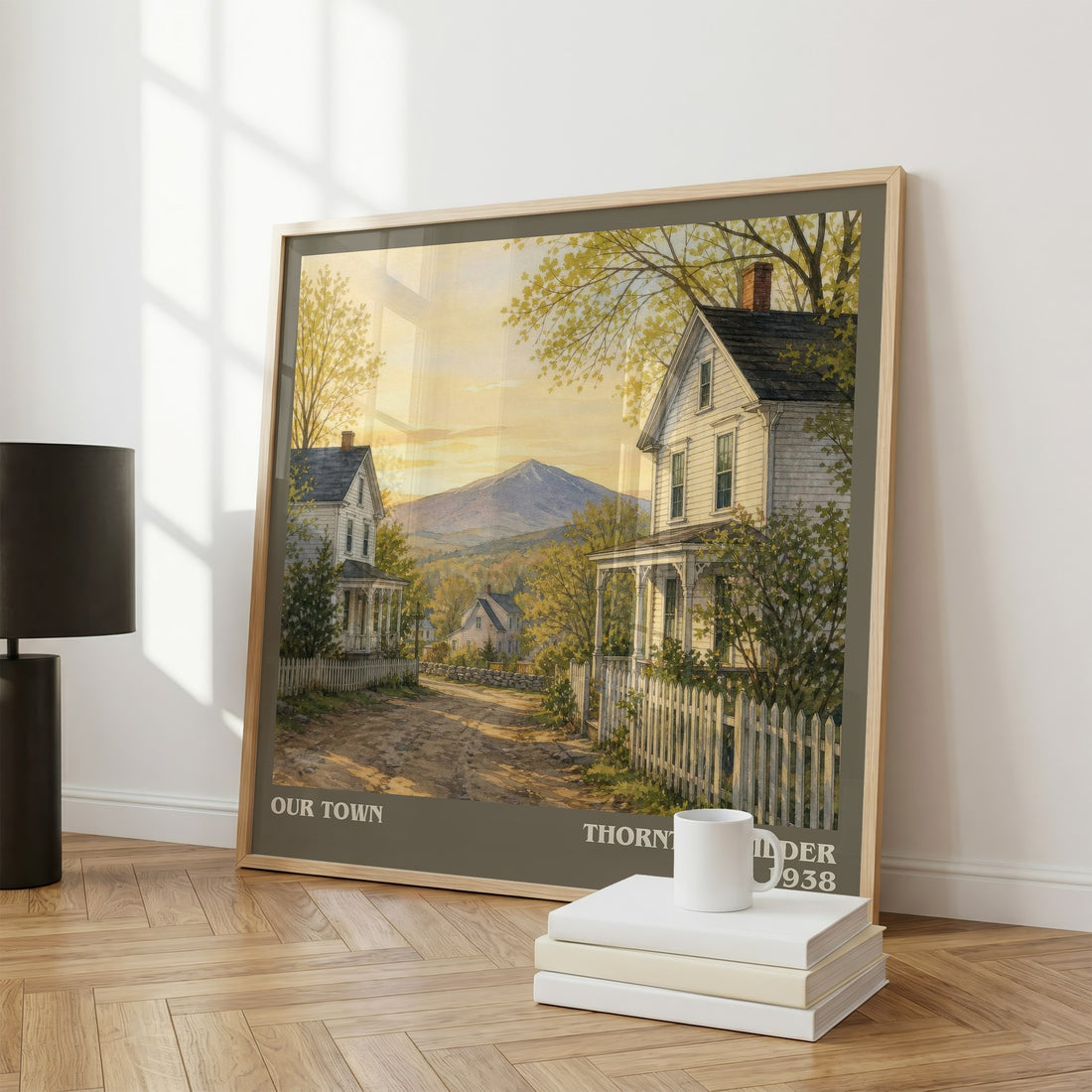 Our town literary print framed by window – literary home decor