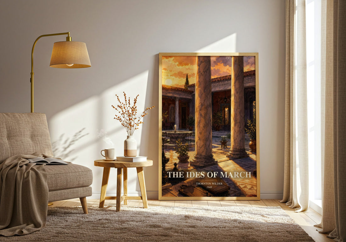 The Ides of March watercolour print in frame leaning in hallway – historical fiction wall art