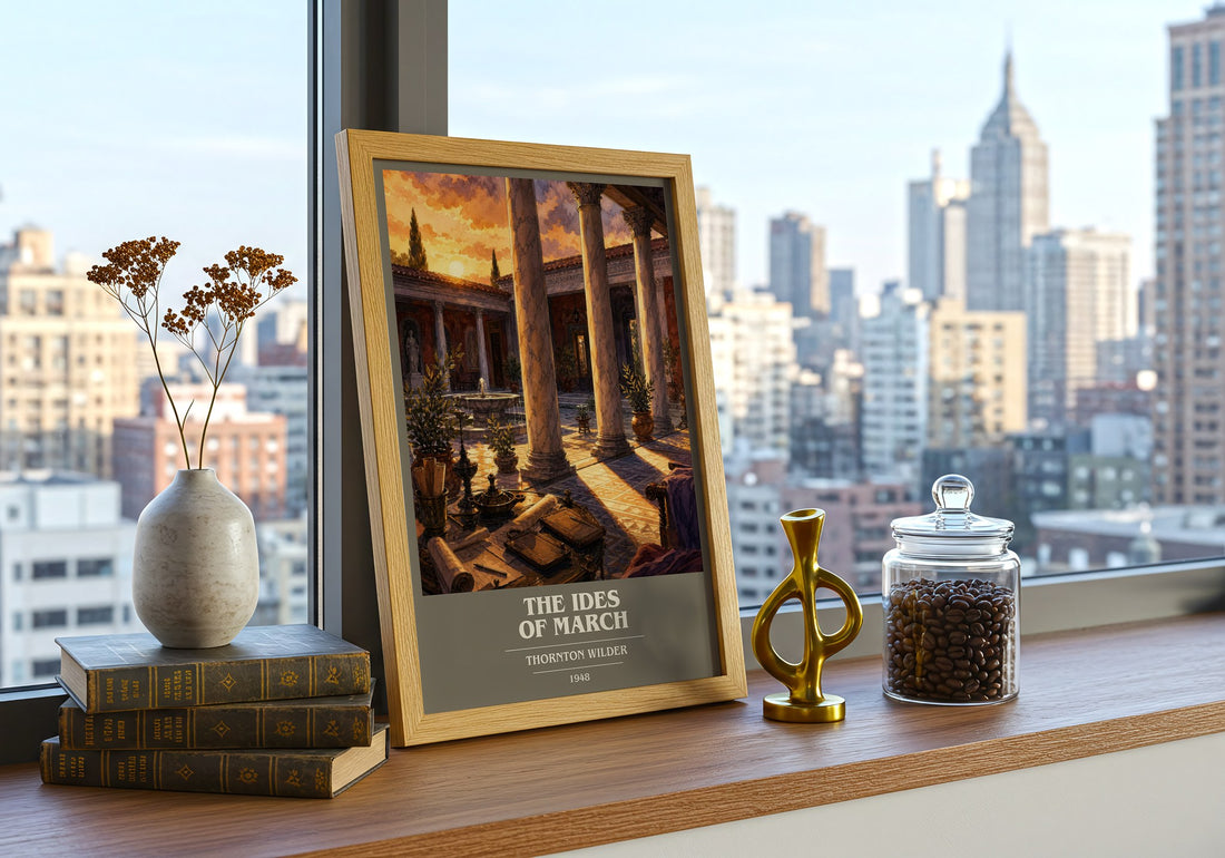 The Ides of March book cover print framed by window – literary home decor