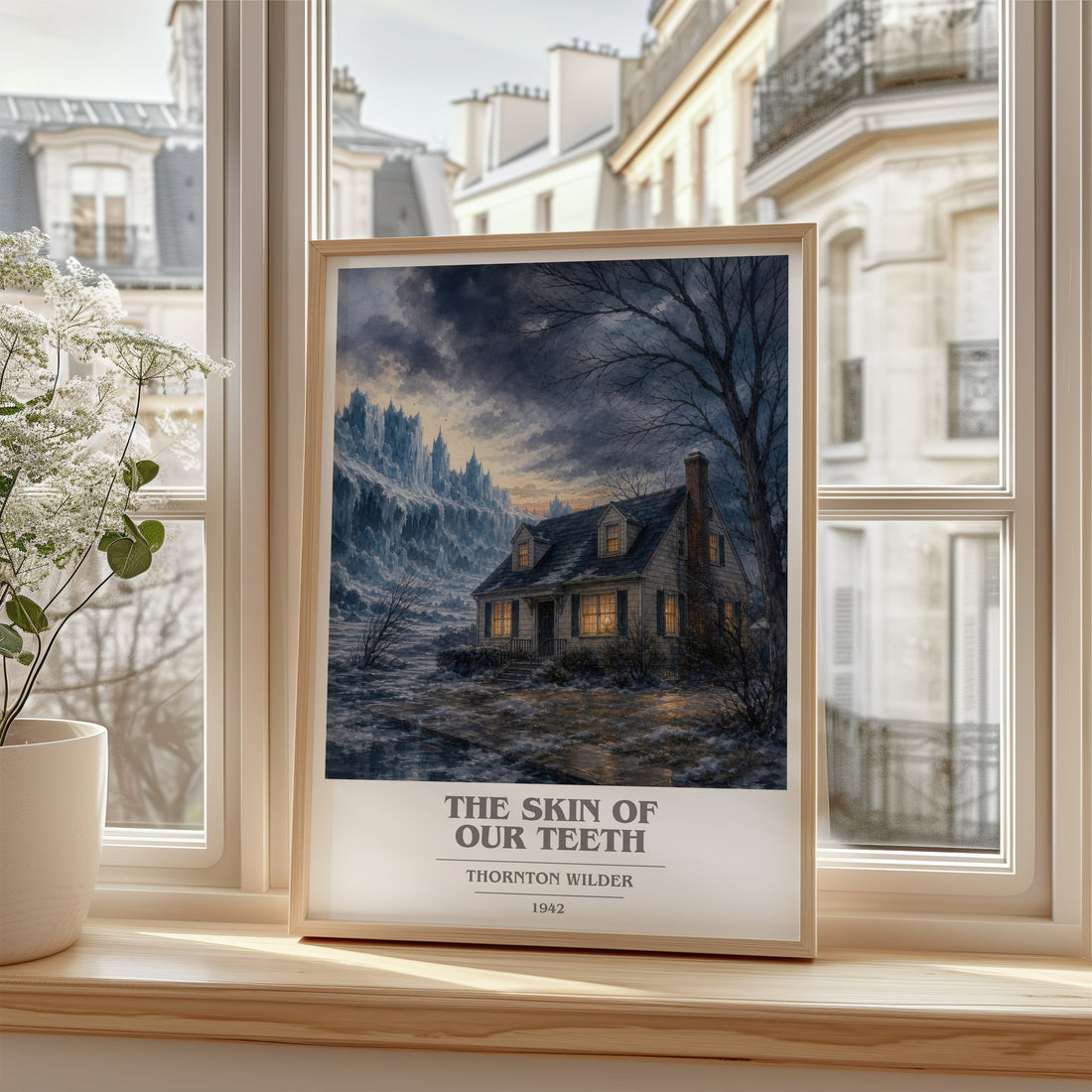 The skin of our teeth book cover poster colour and style options – Thornton Wilder book art