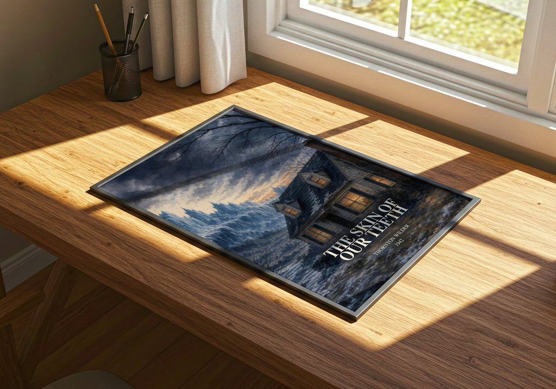 The skin of our teeth watercolour book poster framed on wall – literary fiction wall art