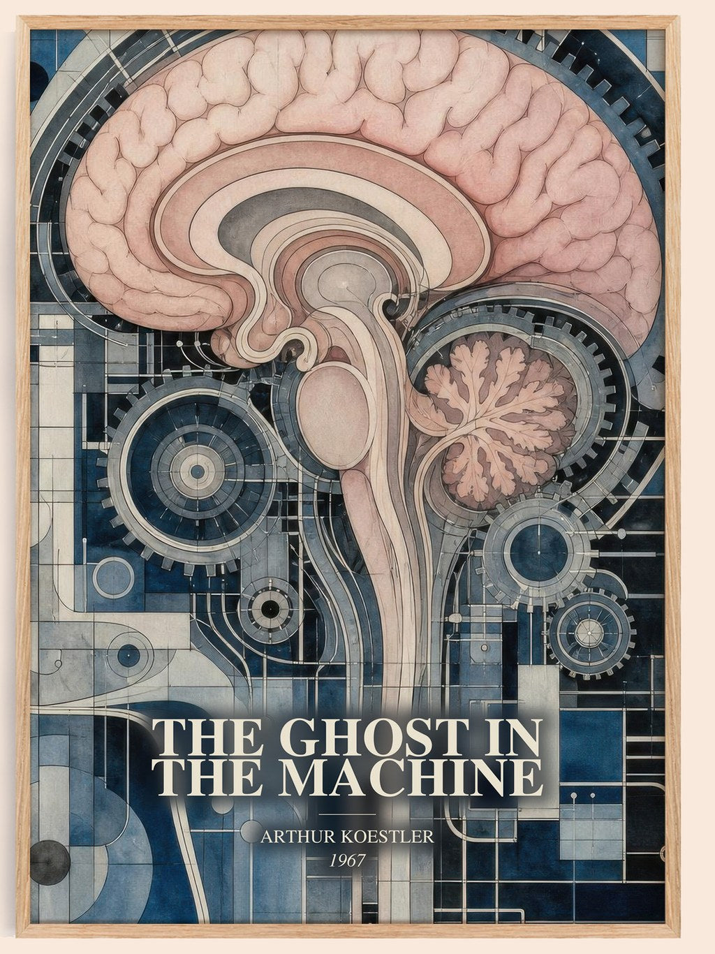 The ghost in the machine watercolour book poster by Arthur Koestler – framed literary art print
