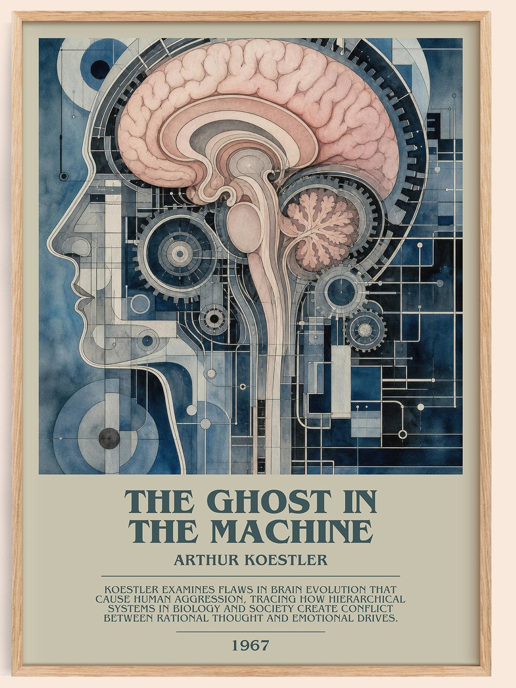 The ghost in the machine bookish book poster by Arthur Koestler – framed literary art print