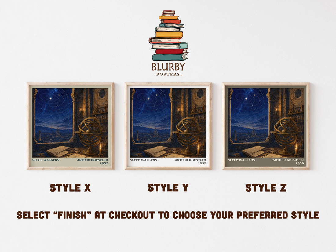 Sleep walkers literary print in frame leaning in hallway – non fiction wall art (mockup)