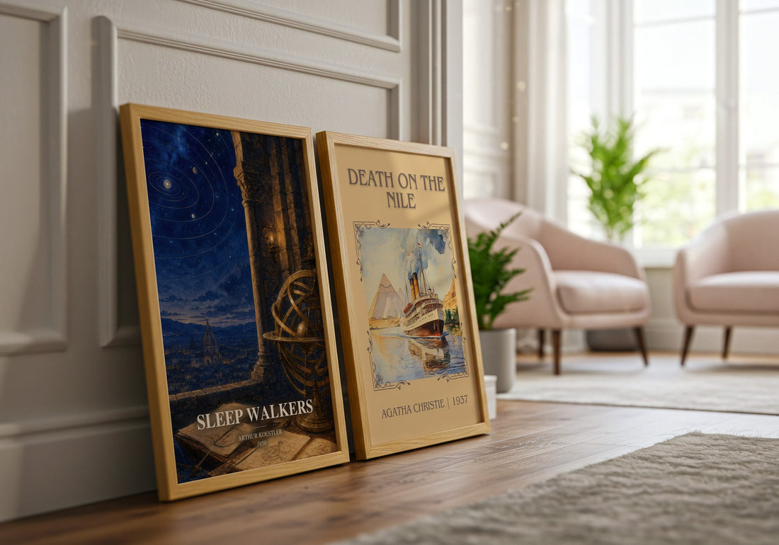 Sleep walkers watercolour print framed by window – literary home decor