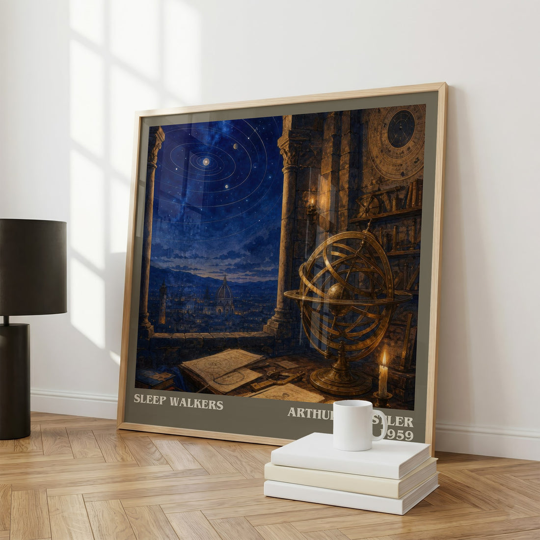 Sleep walkers literary print framed by window – literary home decor