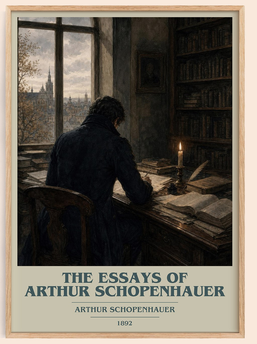 The Essays Of Arthur Schopenhauer book cover book poster by Arthur Schopenhauer – framed literary art print