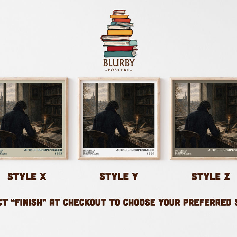 The Essays Of Arthur Schopenhauer literary print in frame leaning in hallway – philosophy wall art