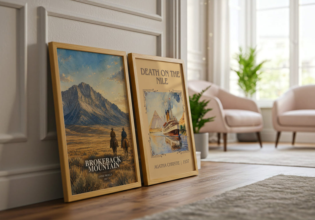 Brokeback Mountain watercolour print framed by window – literary home decor