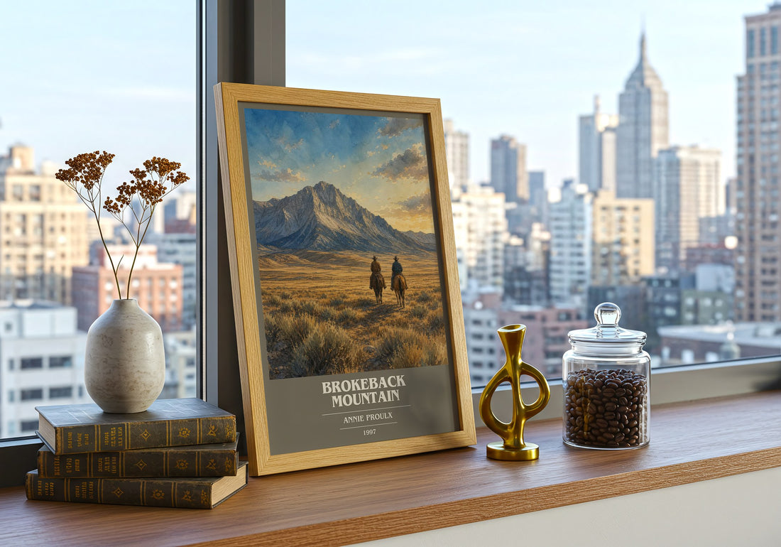 Brokeback Mountain book cover print framed by window – literary home decor