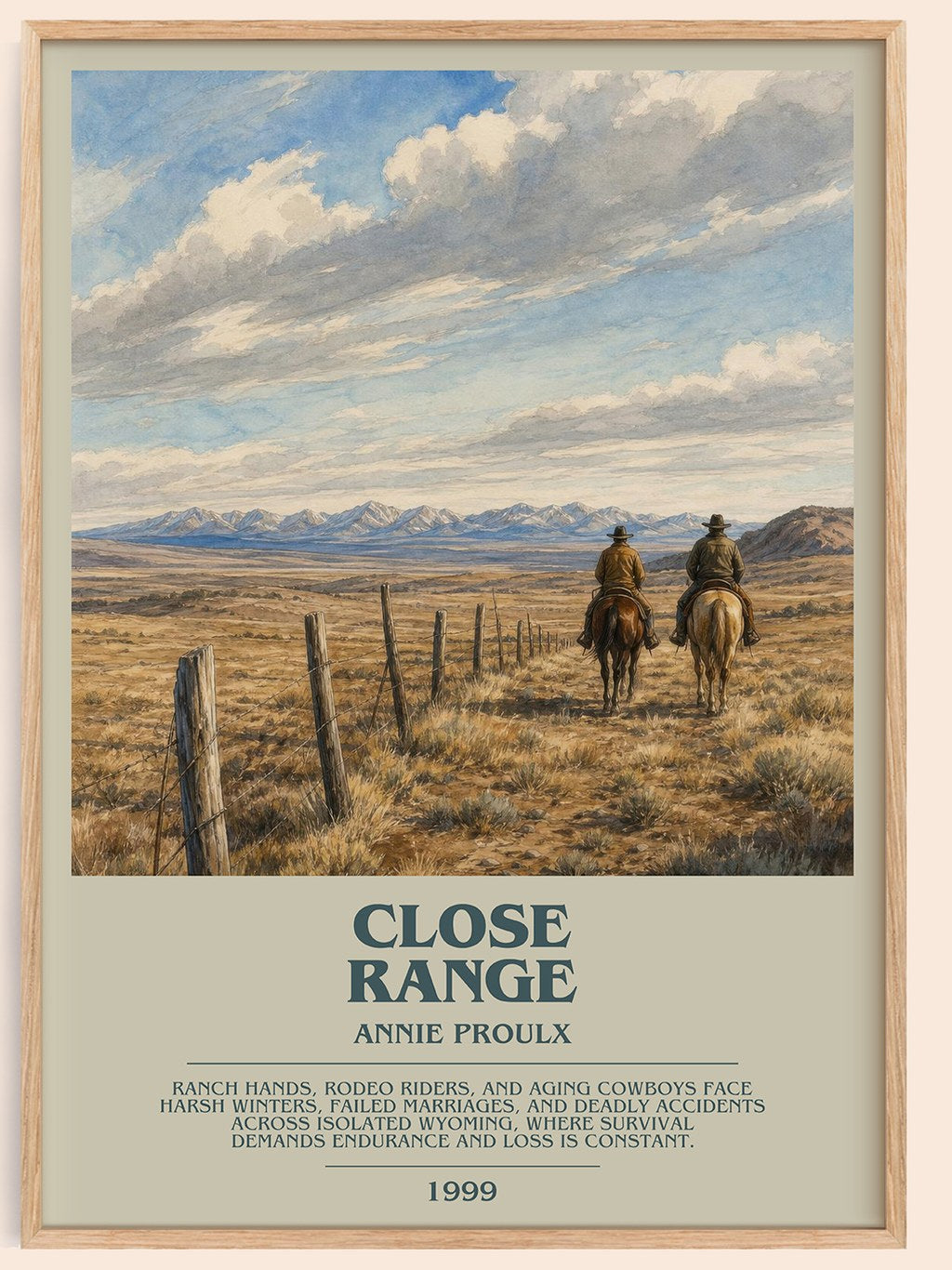 Close Range bookish book poster by Annie Proulx – framed literary art print