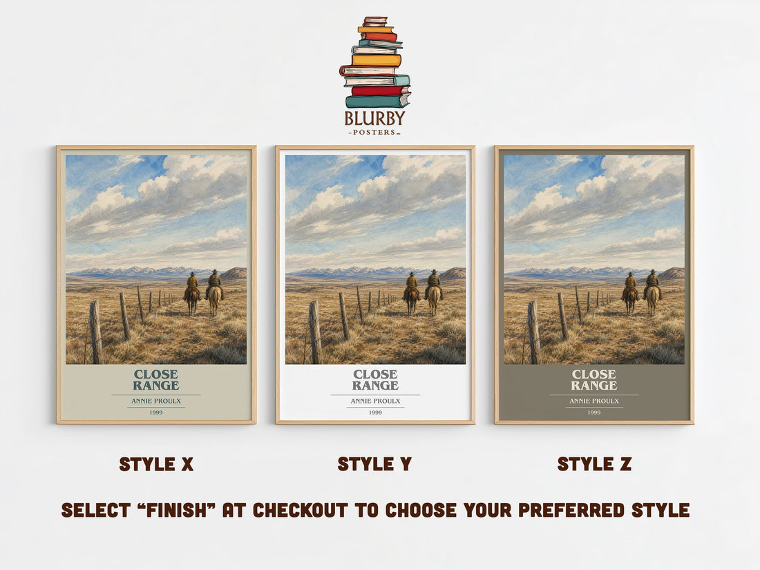 Close Range book cover print in frame leaning in hallway – literary fiction wall art (mockup)