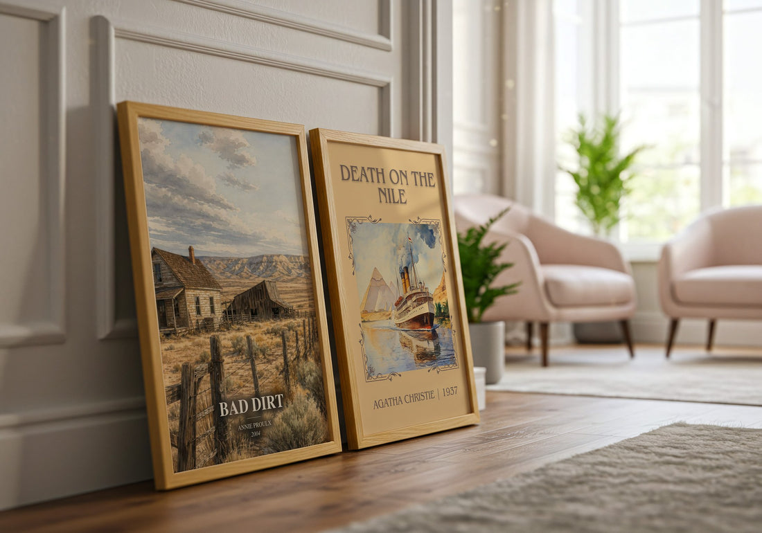 Bad Dirt watercolour print framed by window – literary home decor