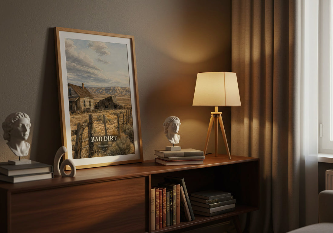 Bad Dirt watercolour print on bookshelf – Annie Proulx fan gift