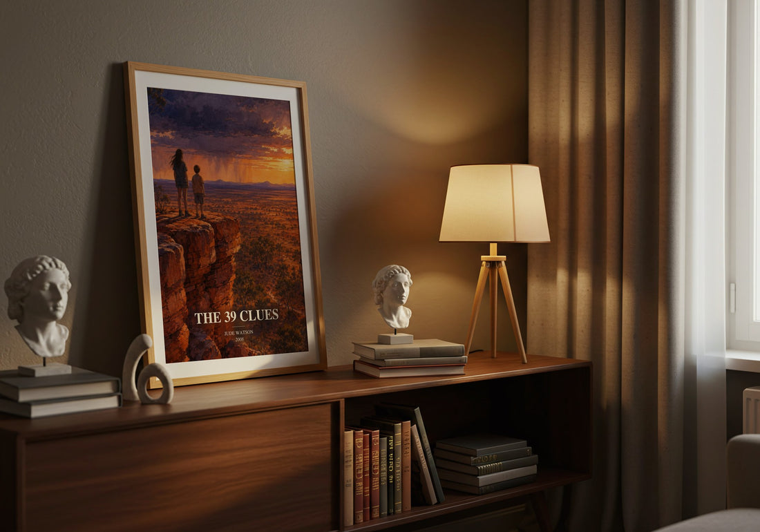 The 39 Clues watercolour print on bookshelf – Jude Watson fan gift