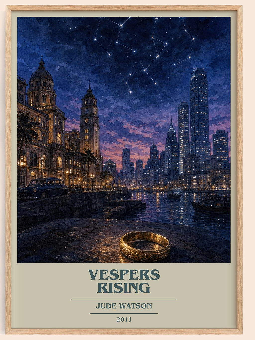 Vespers Rising book cover book poster by Jude Watson – framed literary art print