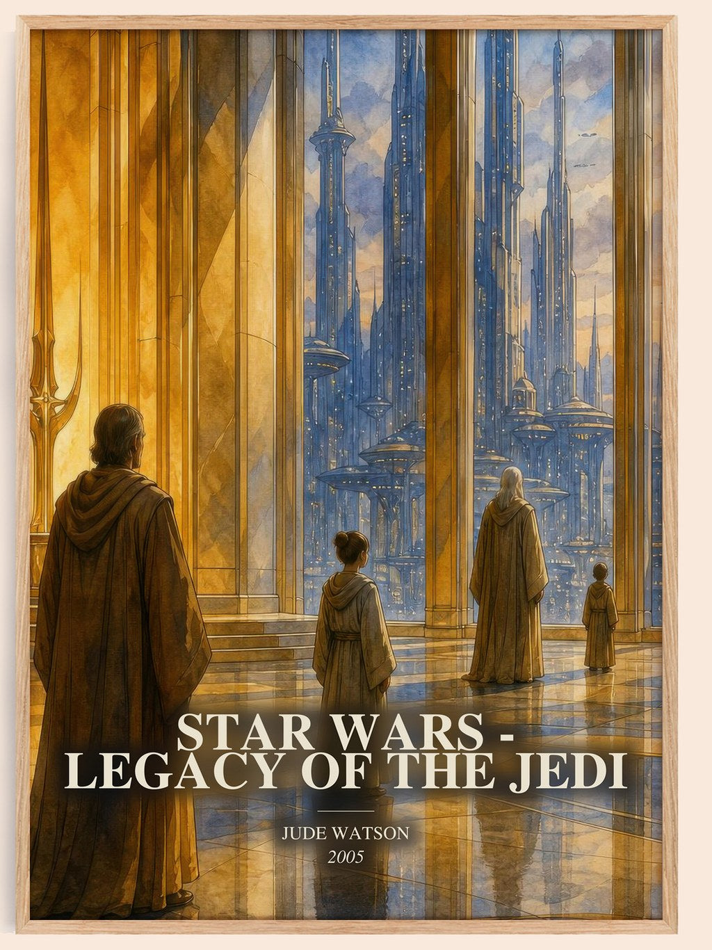 Star Wars - Legacy of the Jedi watercolour book poster by Jude Watson – framed literary art print