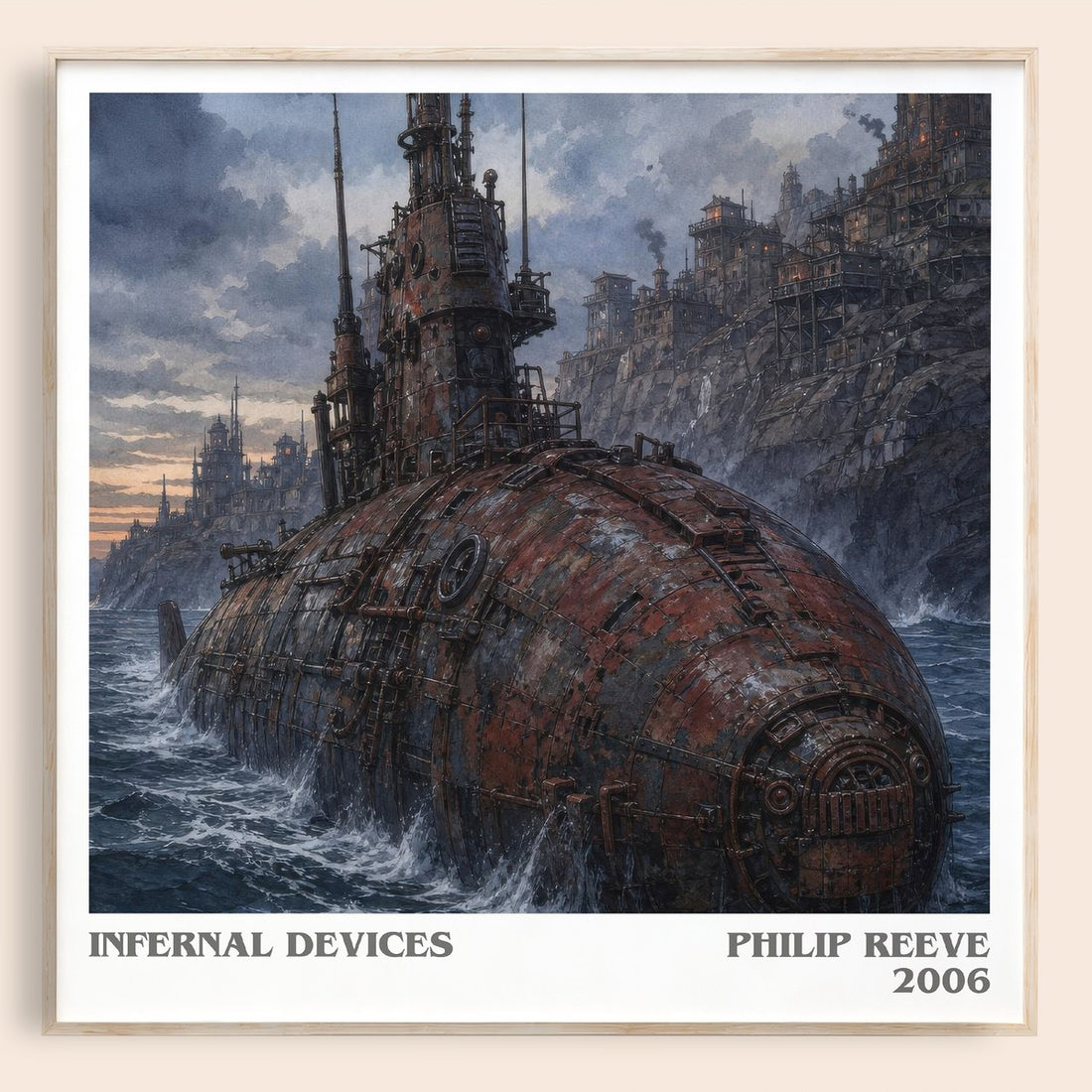 Infernal devices literary book poster by Philip Reeve – framed literary art print