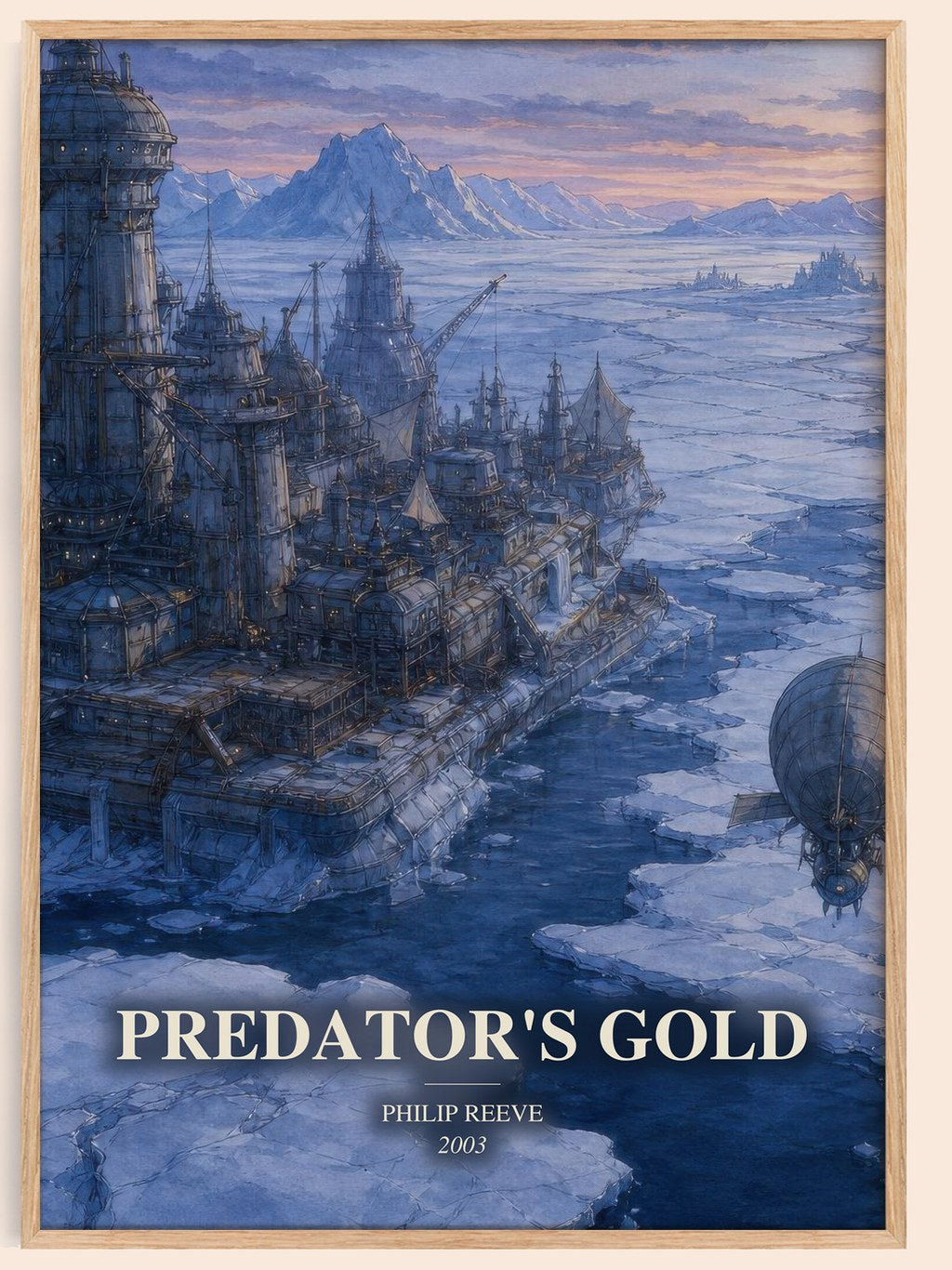 Predator's Gold watercolour book poster by Philip Reeve – framed literary art print