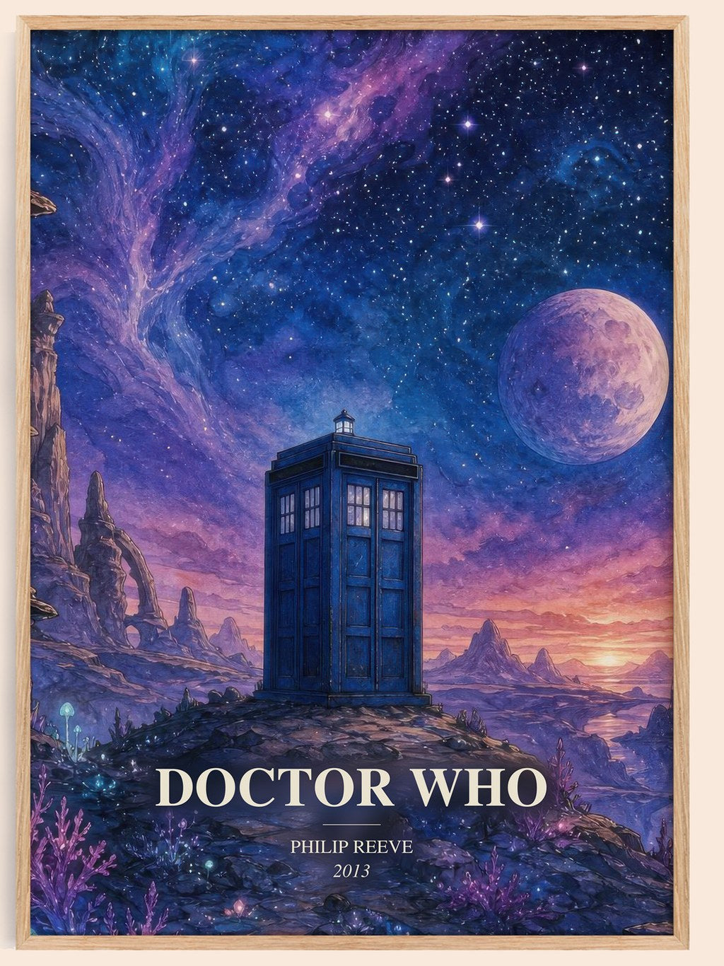 Doctor Who watercolour book poster by Philip Reeve – framed literary art print