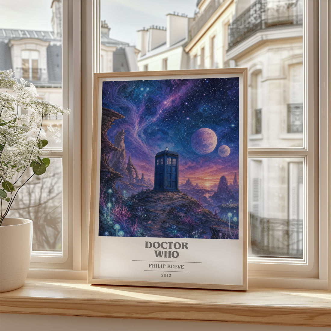 Doctor Who book cover poster colour and style options – Philip Reeve book art
