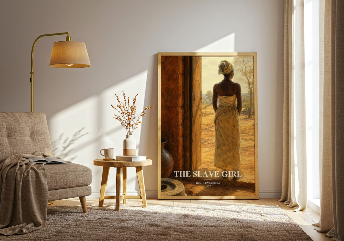 The slave girl watercolour print in frame leaning in hallway – historical fiction wall art