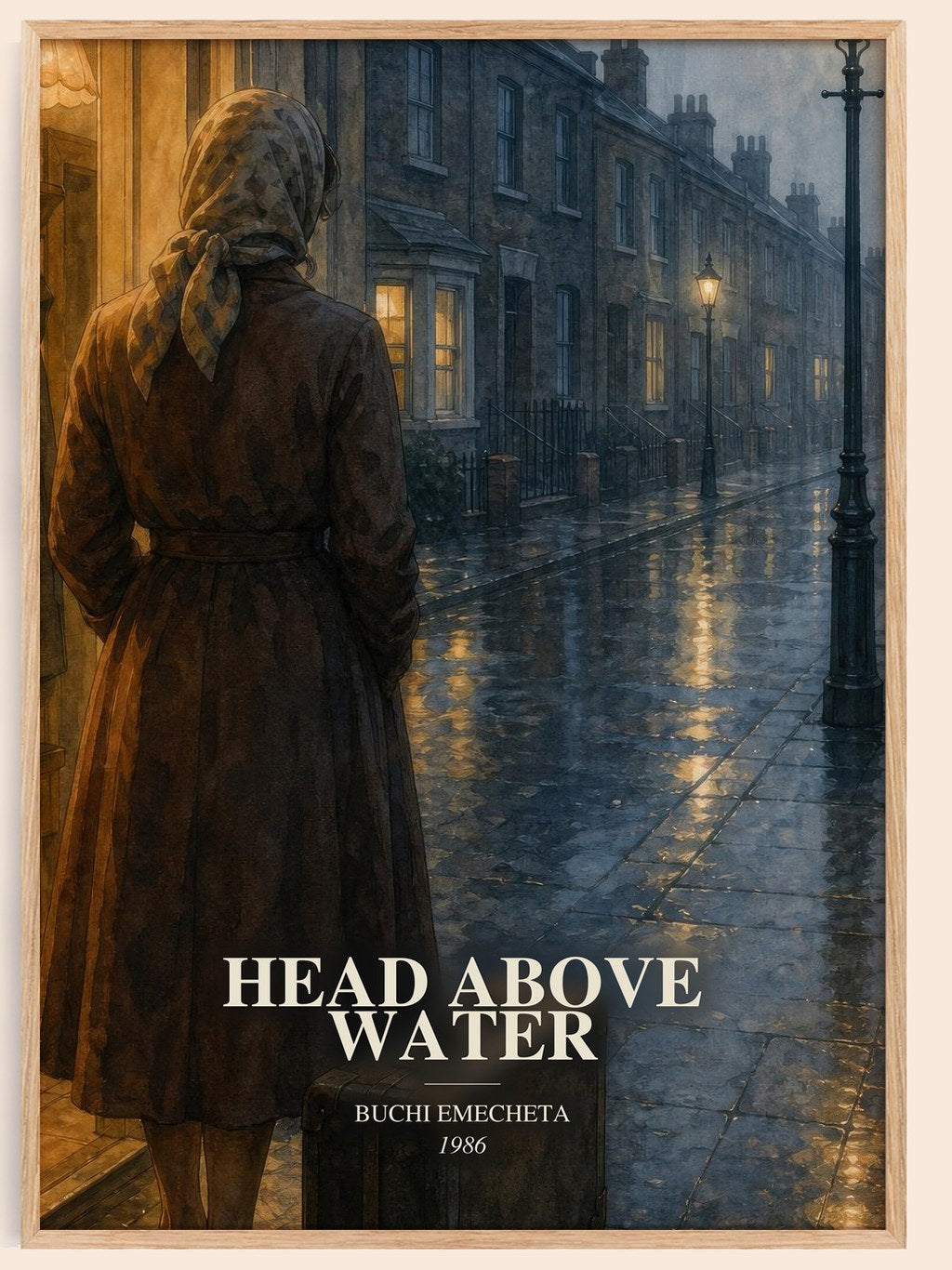 Head above water watercolour book poster by Buchi Emecheta – framed literary art print