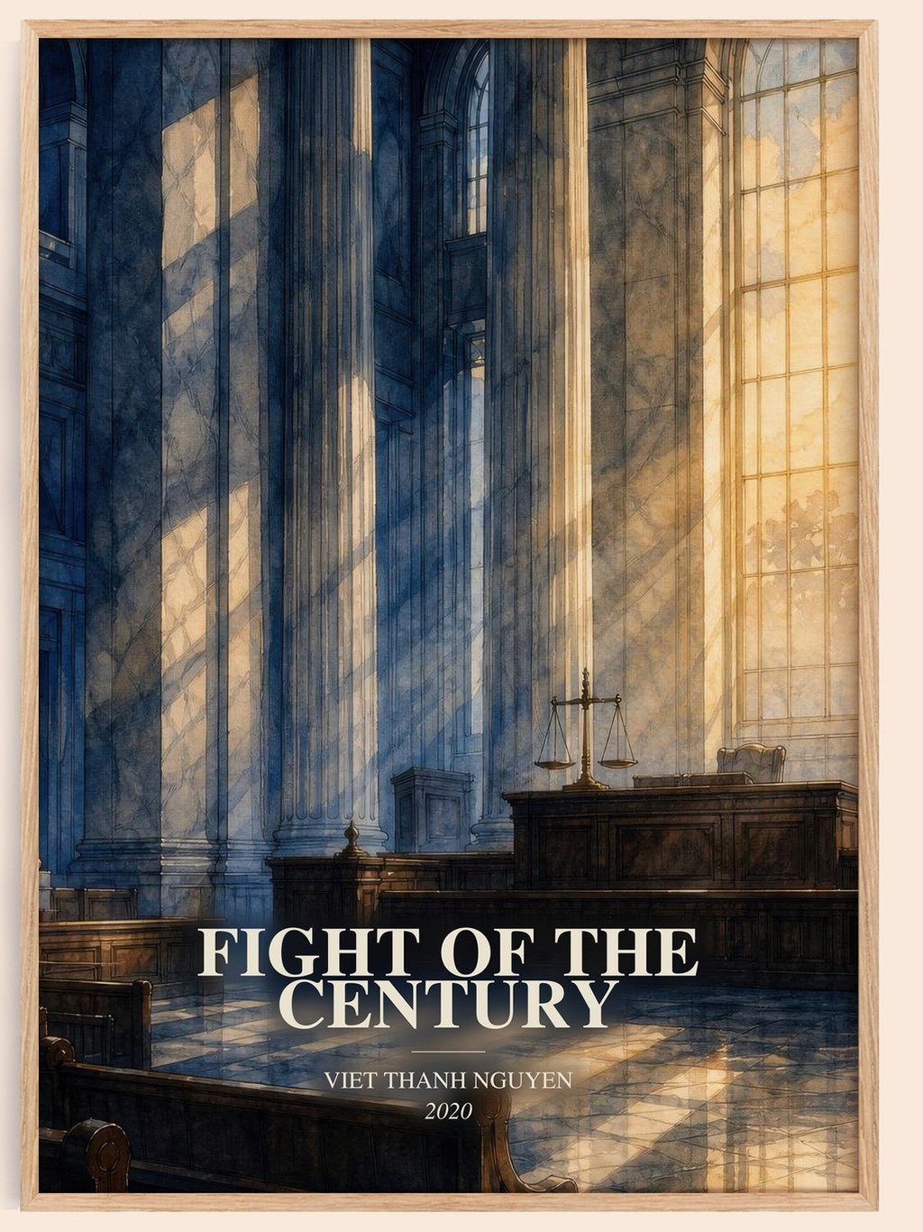 Fight of the Century watercolour book poster by Viet Thanh Nguyen – framed literary art print