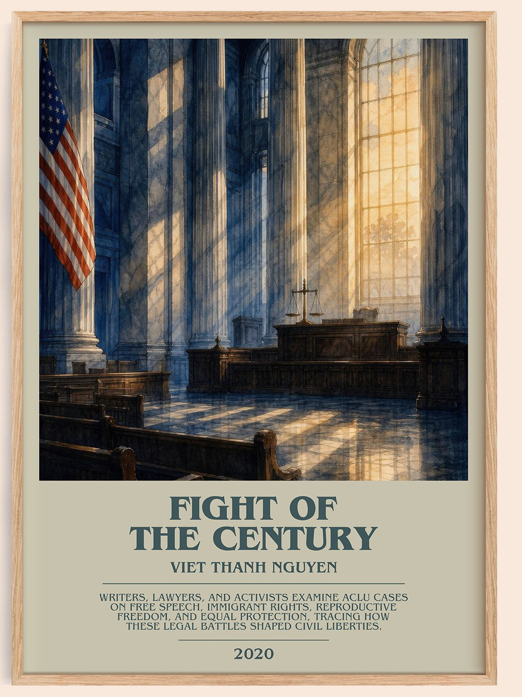 Fight of the Century bookish book poster by Viet Thanh Nguyen – framed literary art print