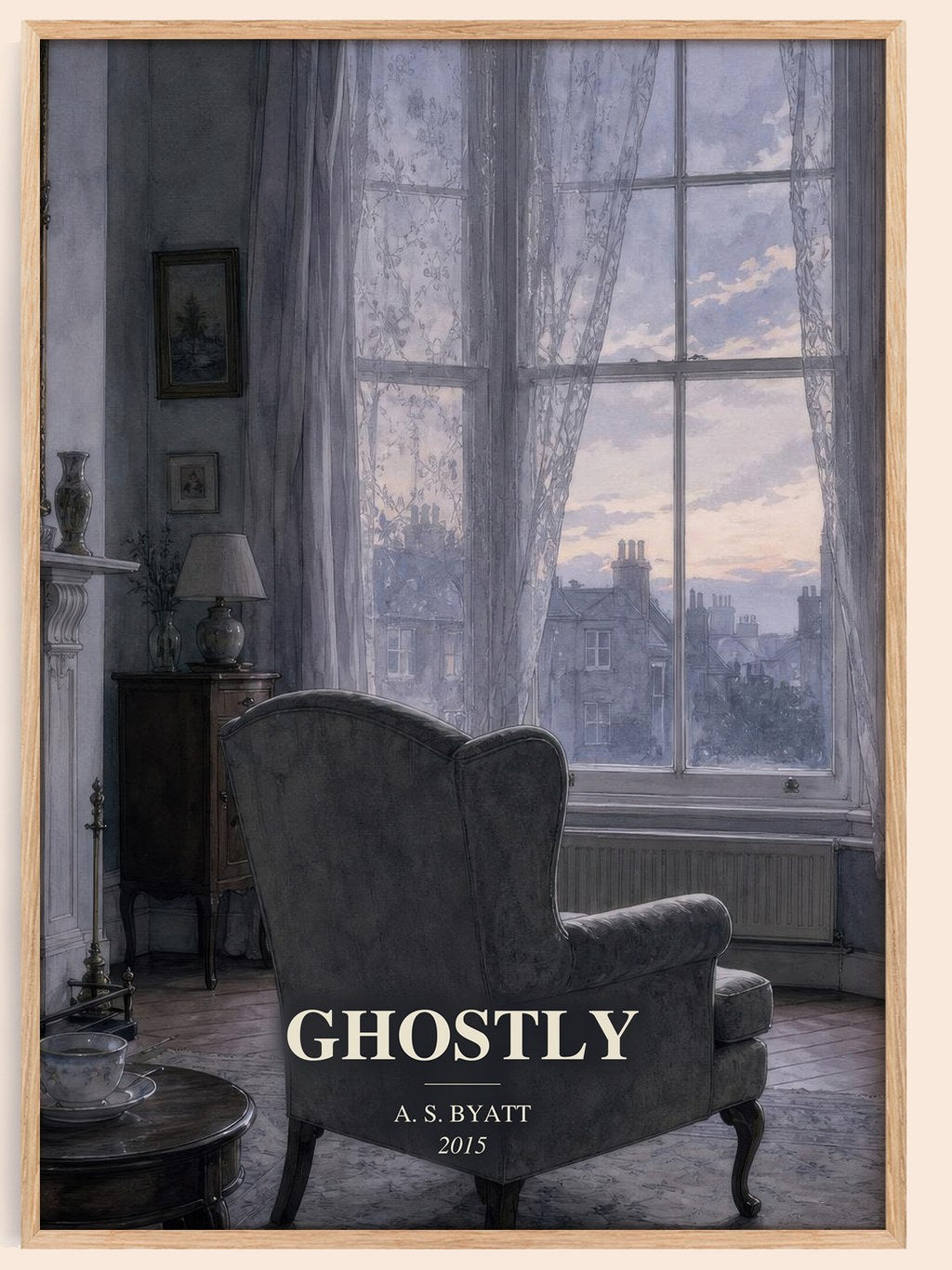 Ghostly watercolour book poster by A. S. Byatt – framed literary art print