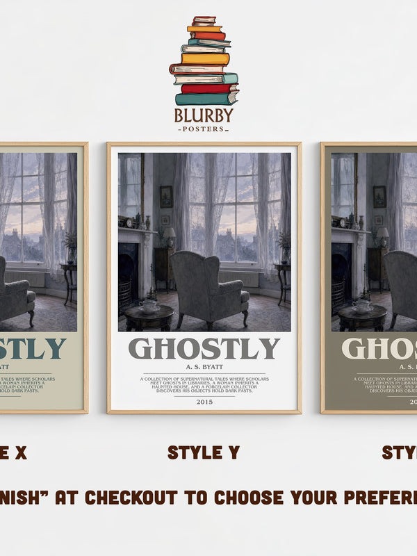 Ghostly bookish print in frame leaning in hallway – gothic wall art