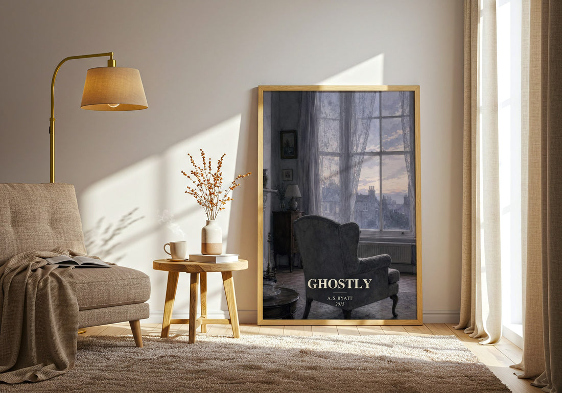 Ghostly watercolour print in frame leaning in hallway – gothic wall art
