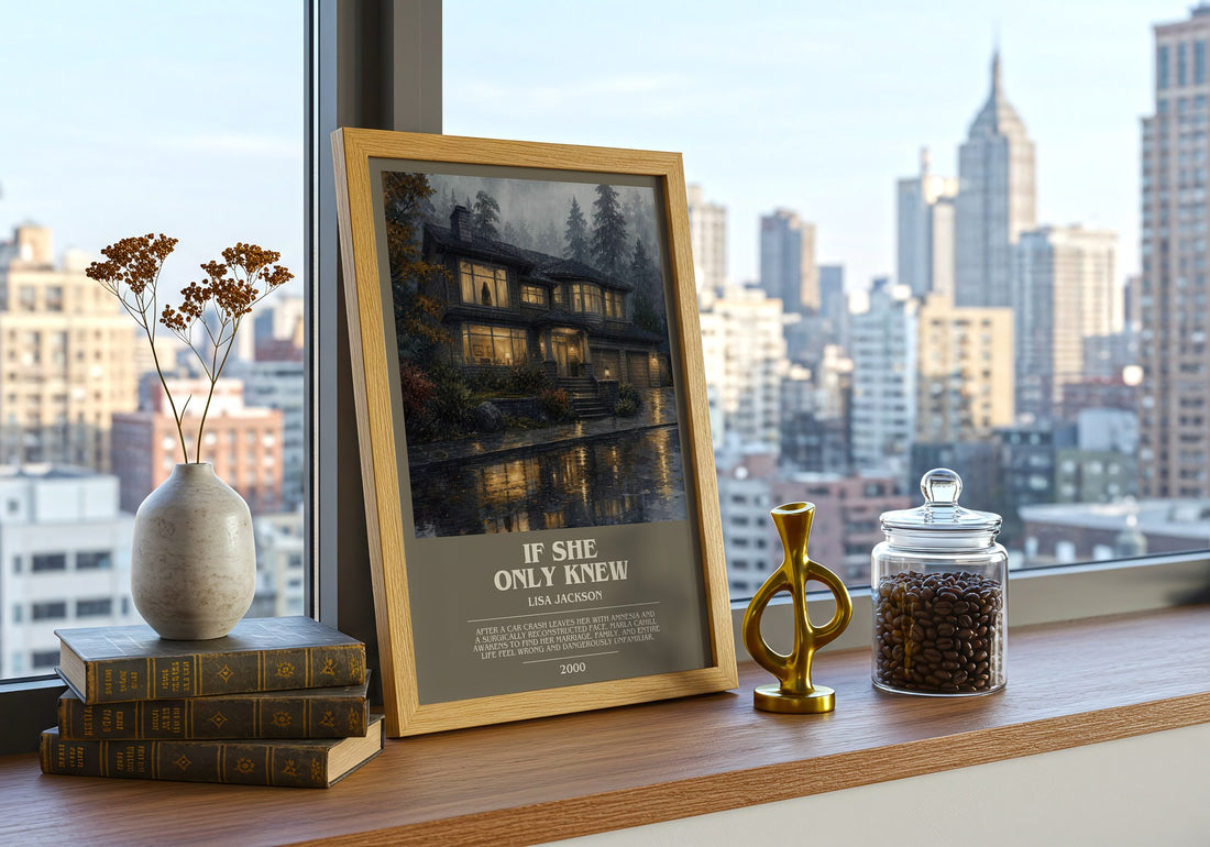 If She Only Knew bookish print framed by window – literary home decor