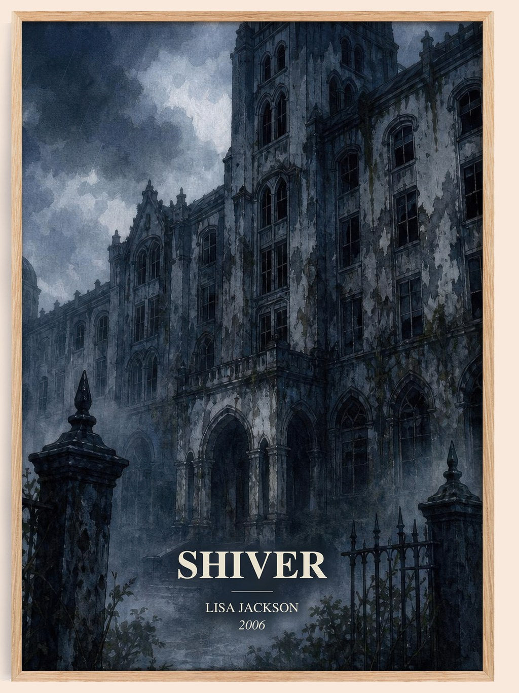 Shiver watercolour book poster by Lisa Jackson – framed literary art print