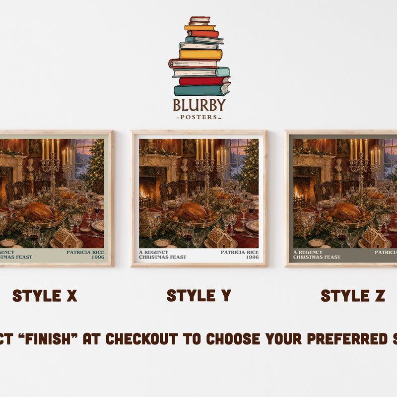 A Regency Christmas Feast literary print in frame leaning in hallway – romance wall art