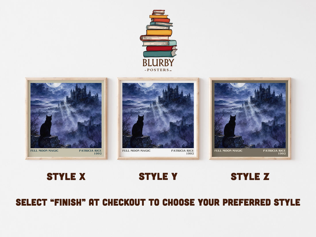 Full Moon Magic literary print in frame leaning in hallway – romance wall art (mockup)