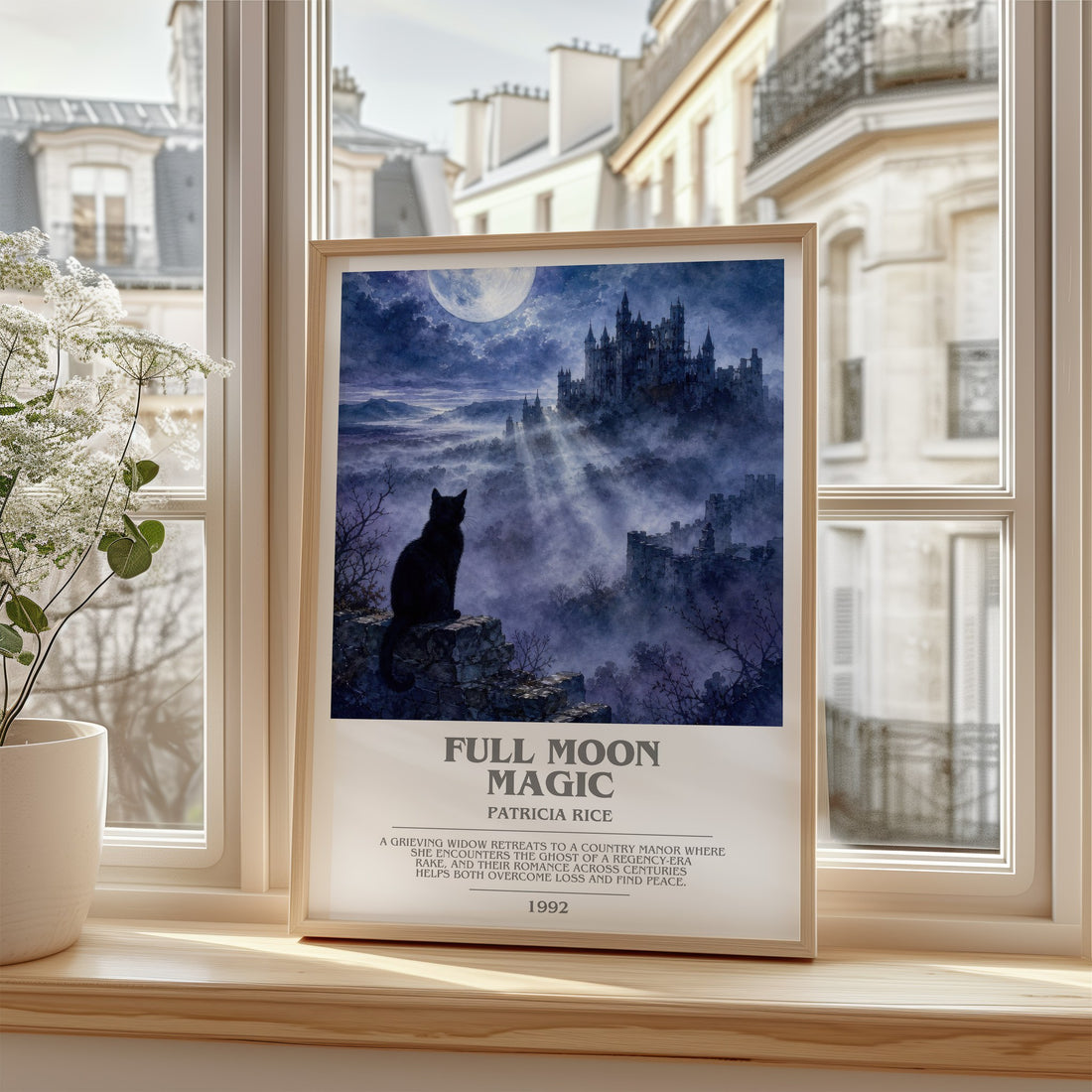 Full Moon Magic bookish poster colour and style options – Patricia Rice book art