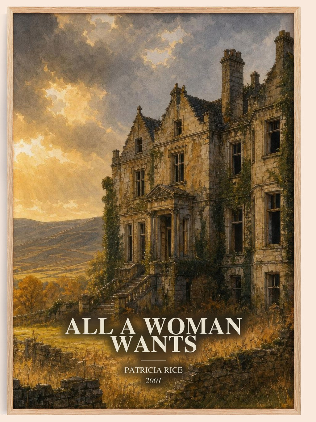 All a Woman Wants watercolour book poster by Patricia Rice – framed literary art print