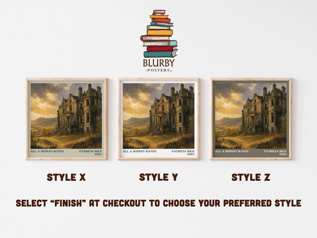 All a Woman Wants literary print in frame leaning in hallway – romance wall art (mockup)