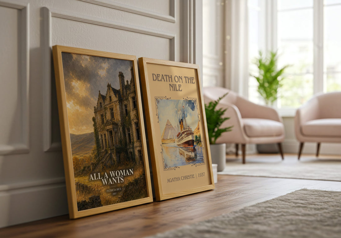 All a Woman Wants watercolour print framed by window – literary home decor