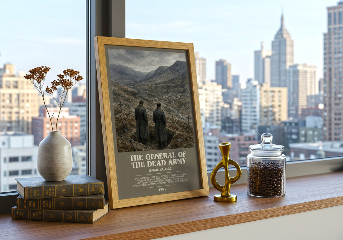 The General of the Dead Army bookish print framed by window – literary home decor