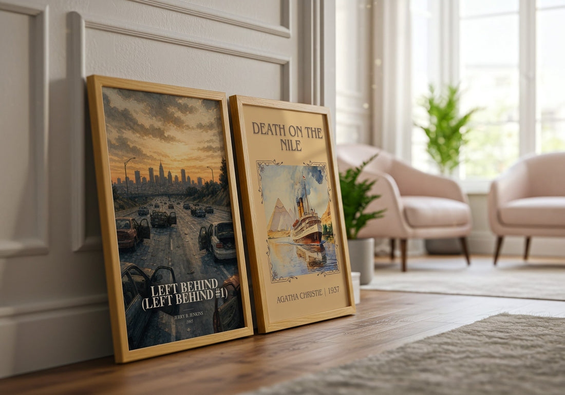 Left Behind (Left Behind #1) watercolour print framed by window – literary home decor