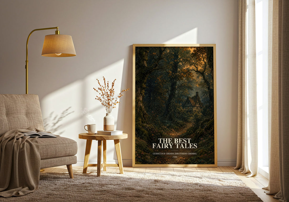 The Best fairy tales watercolour print in frame leaning in hallway – childrens wall art