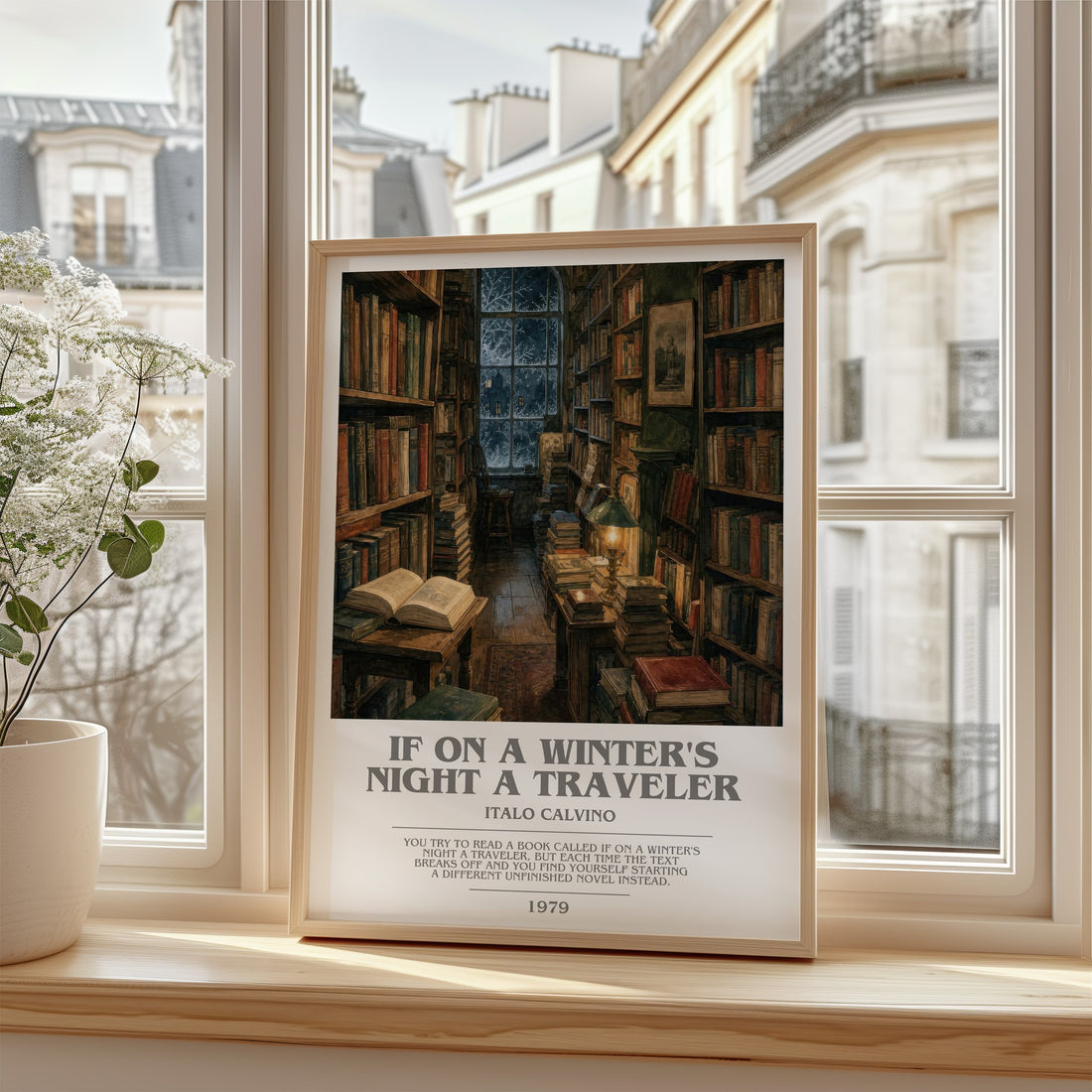 If on a Winter's Night a Traveler bookish poster colour and style options – Italo Calvino book art