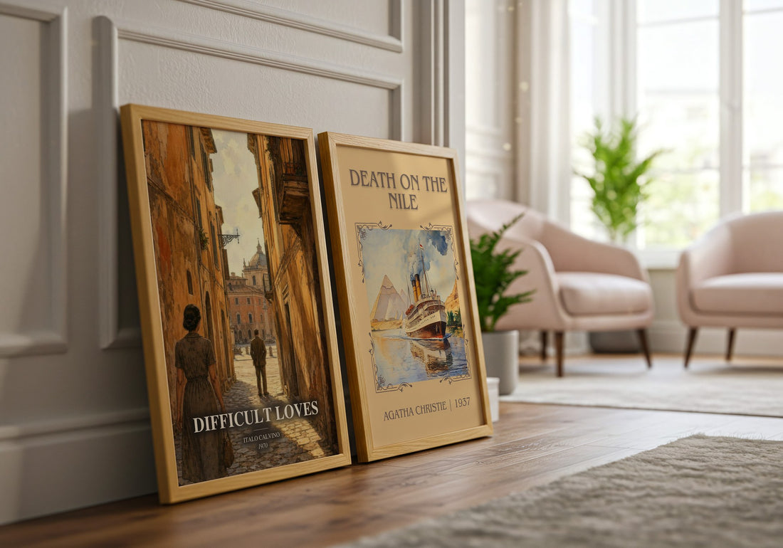 Difficult loves watercolour print framed by window – literary home decor