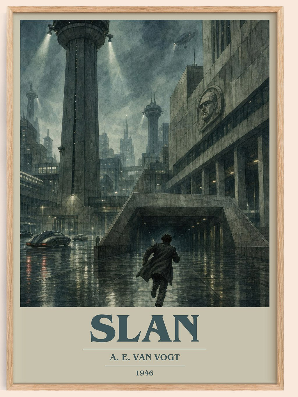 Slan book cover book poster by A. E. van Vogt – framed literary art print